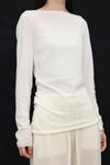 SWAYING 24 Autumn and Winter Wool Blended One-shoulder Lamb Leg Sleeve Top SW-SW24AW1T13-BAI White